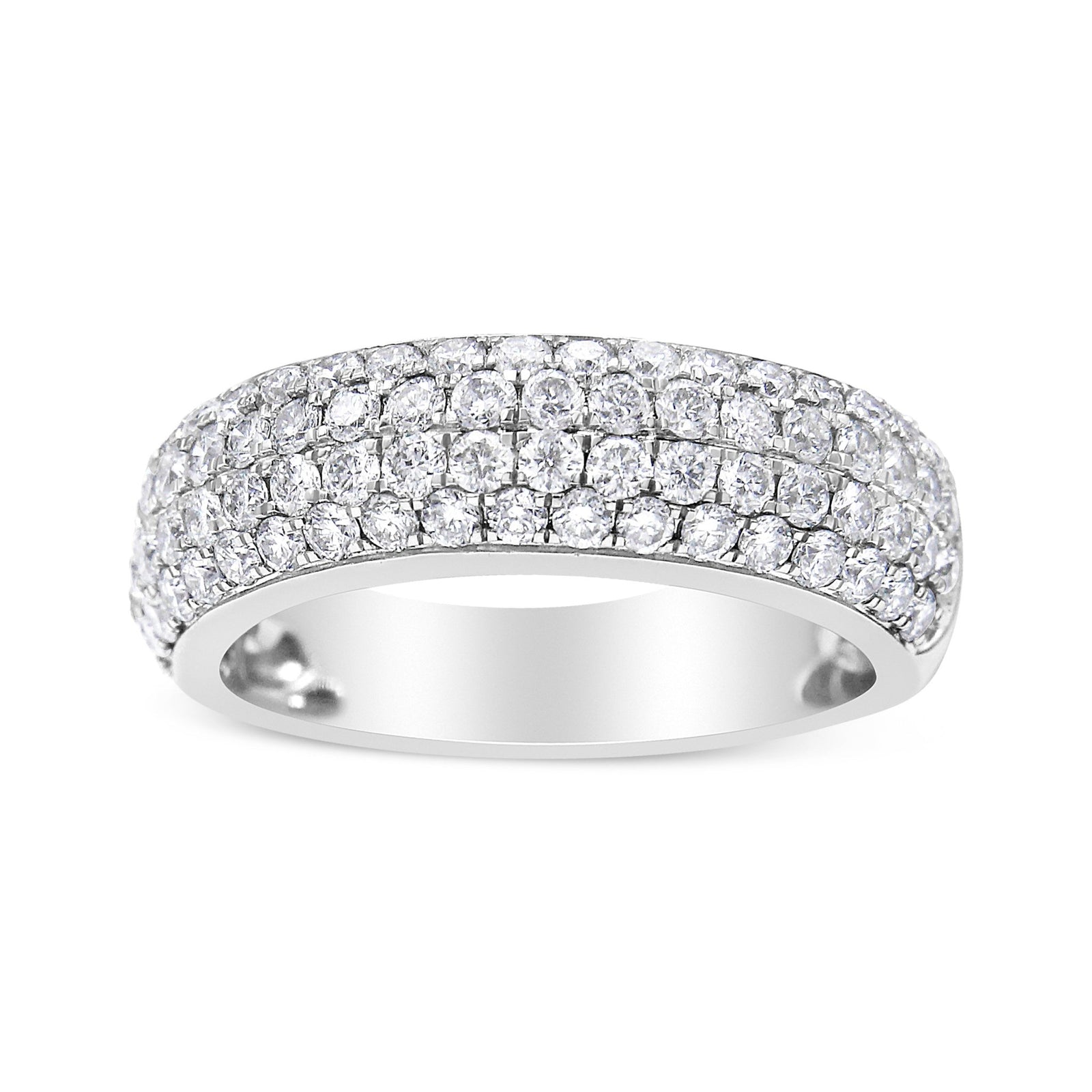 14K White Gold 1 1/2 Cttw Pave Set Lab Grown Round Diamond Domed Band Ring (G-H Color, SI1-SI2 Clarity) - Size 7 - LinkagejewelrydesignLinkagejewelrydesign