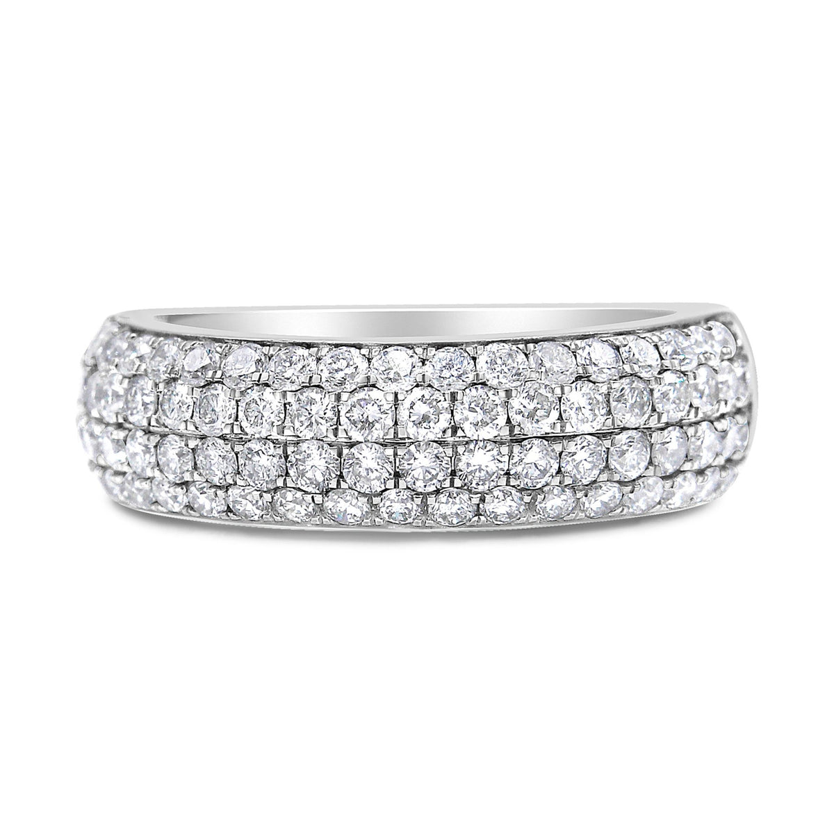 14K White Gold 1 1/2 Cttw Pave Set Lab Grown Round Diamond Domed Band Ring (G-H Color, SI1-SI2 Clarity) - Size 7 - LinkagejewelrydesignLinkagejewelrydesign