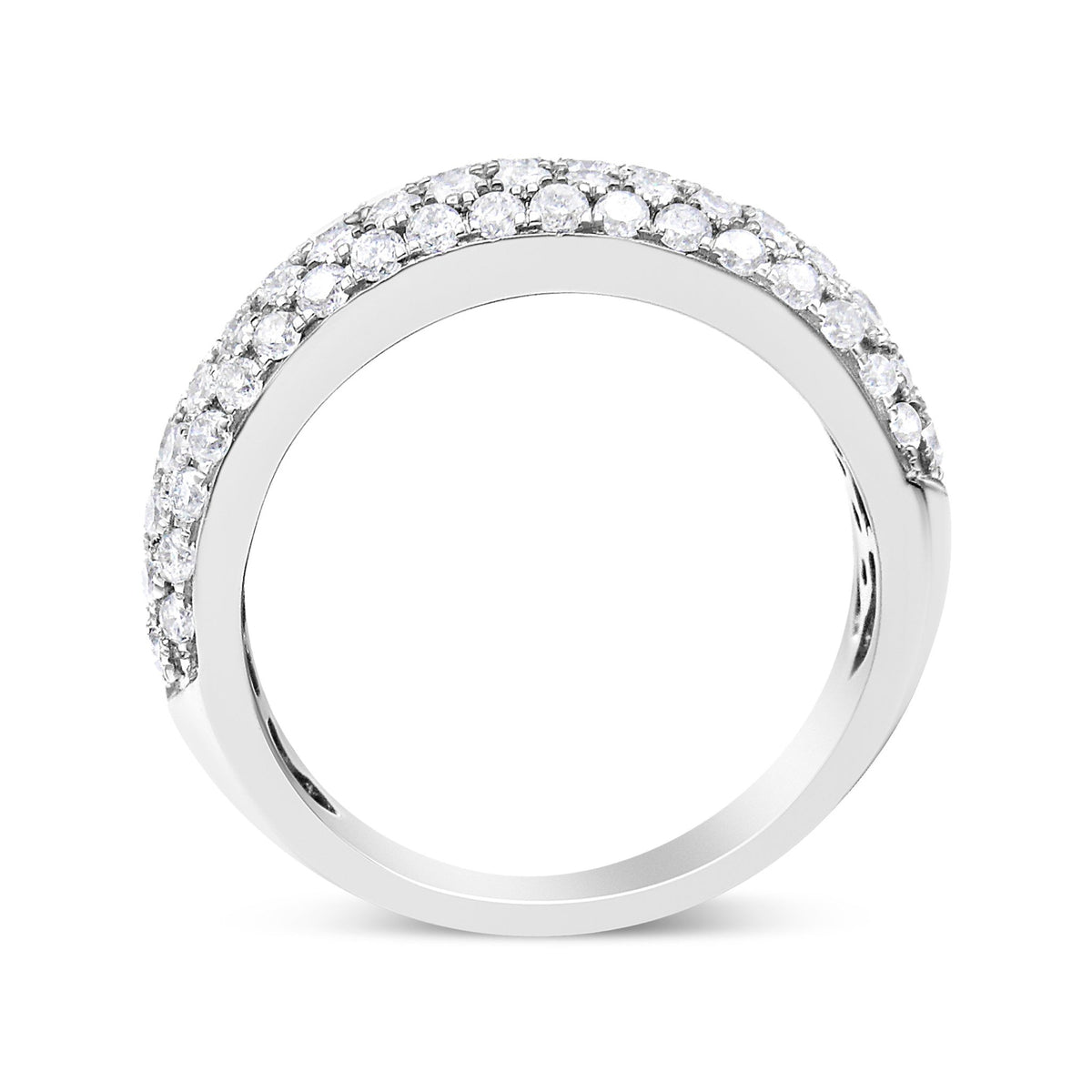 14K White Gold 1 1/2 Cttw Pave Set Lab Grown Round Diamond Domed Band Ring (G-H Color, SI1-SI2 Clarity) - Size 7 - LinkagejewelrydesignLinkagejewelrydesign