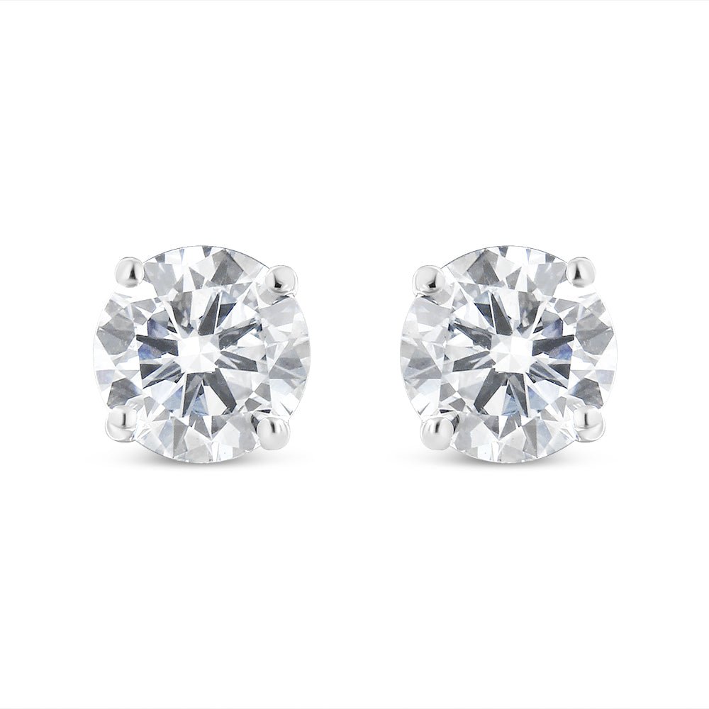 14K White Gold 1-1/2 Cttw Round Brilliant-Cut Near Colorless Diamond Classic 4-Prong Stud Earrings with Screw Backs (H-I Color, SI1-SI2 Clarity) - LinkagejewelrydesignLinkagejewelrydesign
