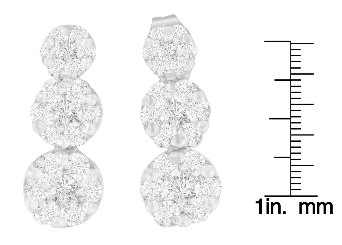 14K White Gold 1 1/2 cttw Round Cut Diamond Earrings (H-I, SI2-I1) - LinkagejewelrydesignLinkagejewelrydesign