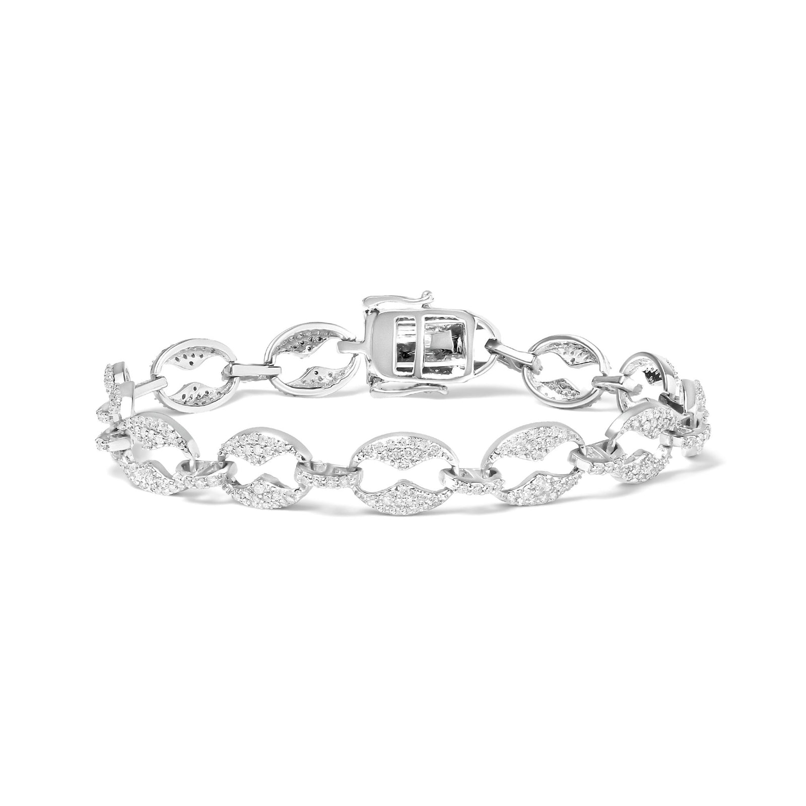 14K White Gold 1 1/2 Cttw Round Diamond Set Link Bracelet (I-J Color, I1-I2 Clarity) - 7" - LinkagejewelrydesignLinkagejewelrydesign