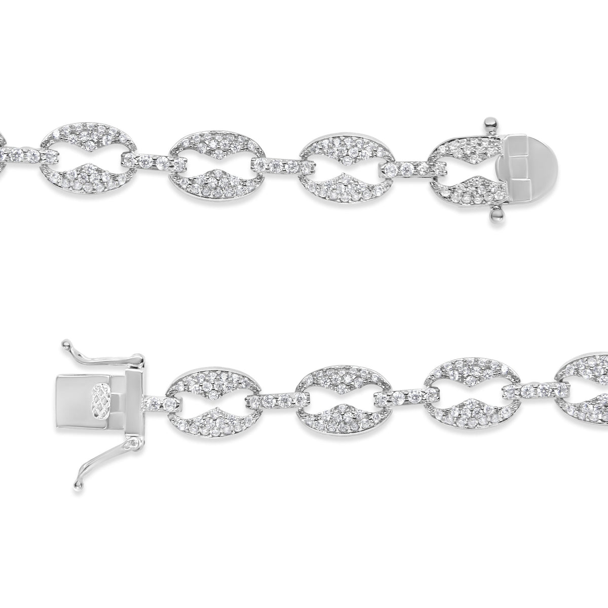14K White Gold 1 1/2 Cttw Round Diamond Set Link Bracelet (I-J Color, I1-I2 Clarity) - 7&quot; - LinkagejewelrydesignLinkagejewelrydesign