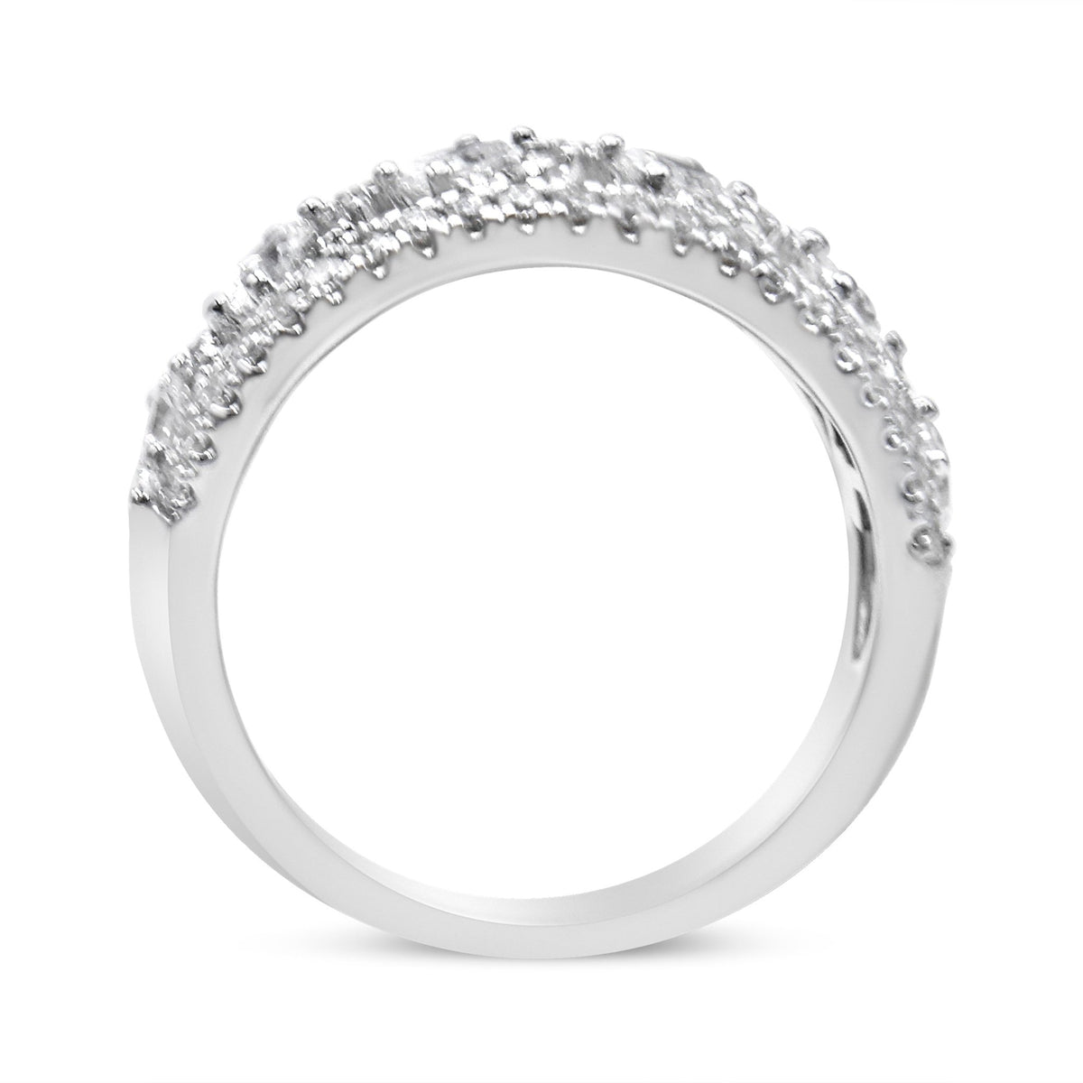 14K White Gold 1 1/4 Cttw Oval and Round Diamond Openwork Anniversary Ring ( H-I Color, I1-I2 Clarity) - Size 6.75 - LinkagejewelrydesignLinkagejewelrydesign