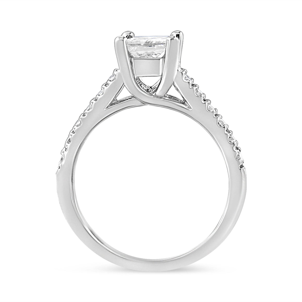 14K White Gold 1 1/5 Cttw 4-Prong Set Princess Diamond Classic Engagement Ring (I1-I2 Color, H-I Clarity) Ring Size 7 - LinkagejewelrydesignLinkagejewelrydesign