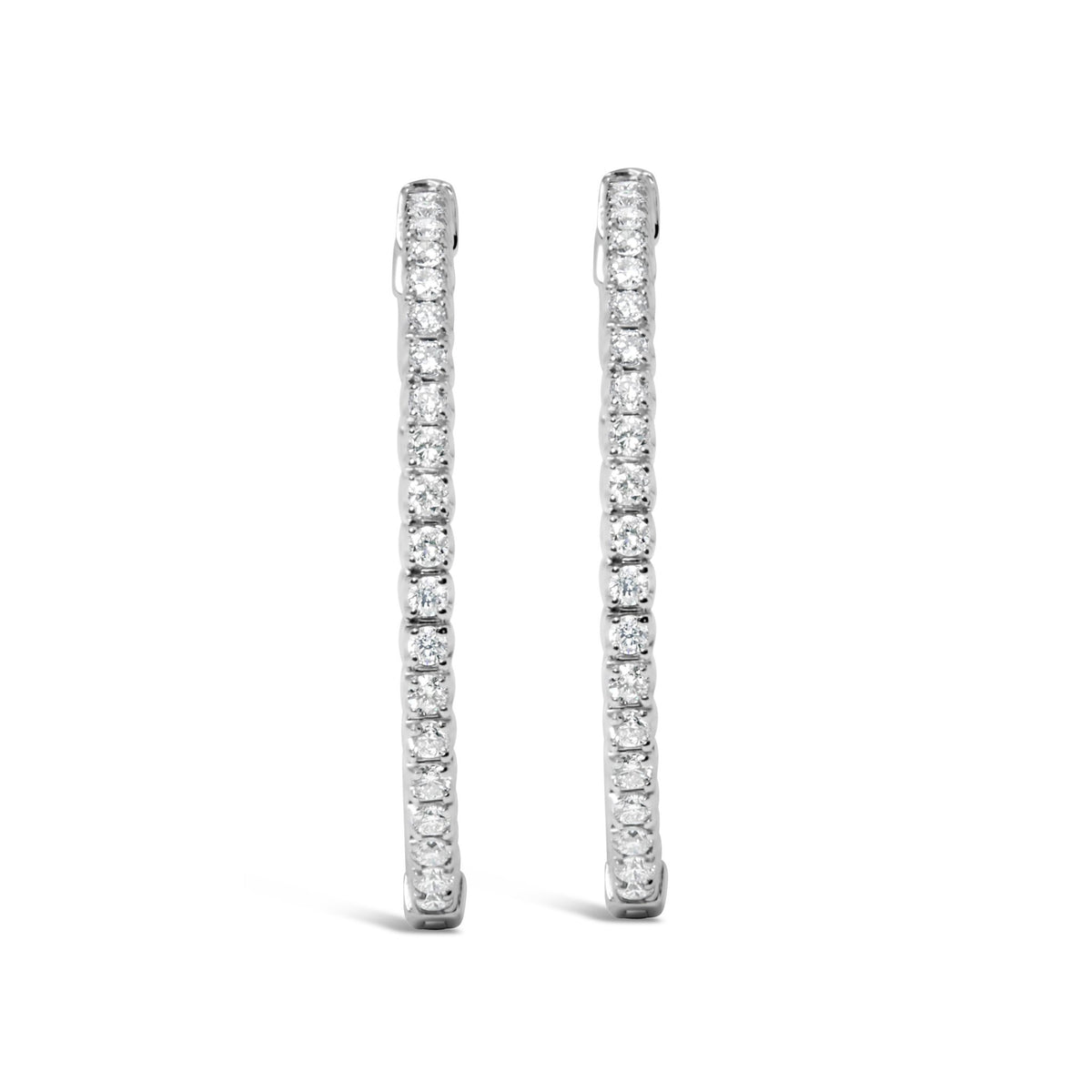 14K White Gold 1 3/4 Cttw Lab Grown Diamond Inside Out Hoop Earrings (G-H Color, VS2-SI1 Clarity) - LinkagejewelrydesignLinkagejewelrydesign