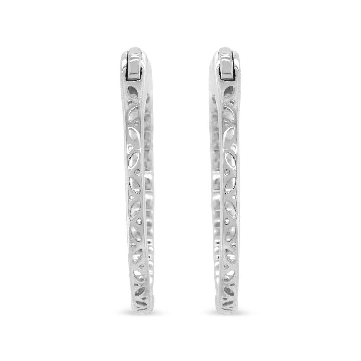 14K White Gold 1 3/4 Cttw Round and Baguette Diamond Hoop Earrings - (H-I Color, SI2-I1 Clarity) - LinkagejewelrydesignLinkagejewelrydesign