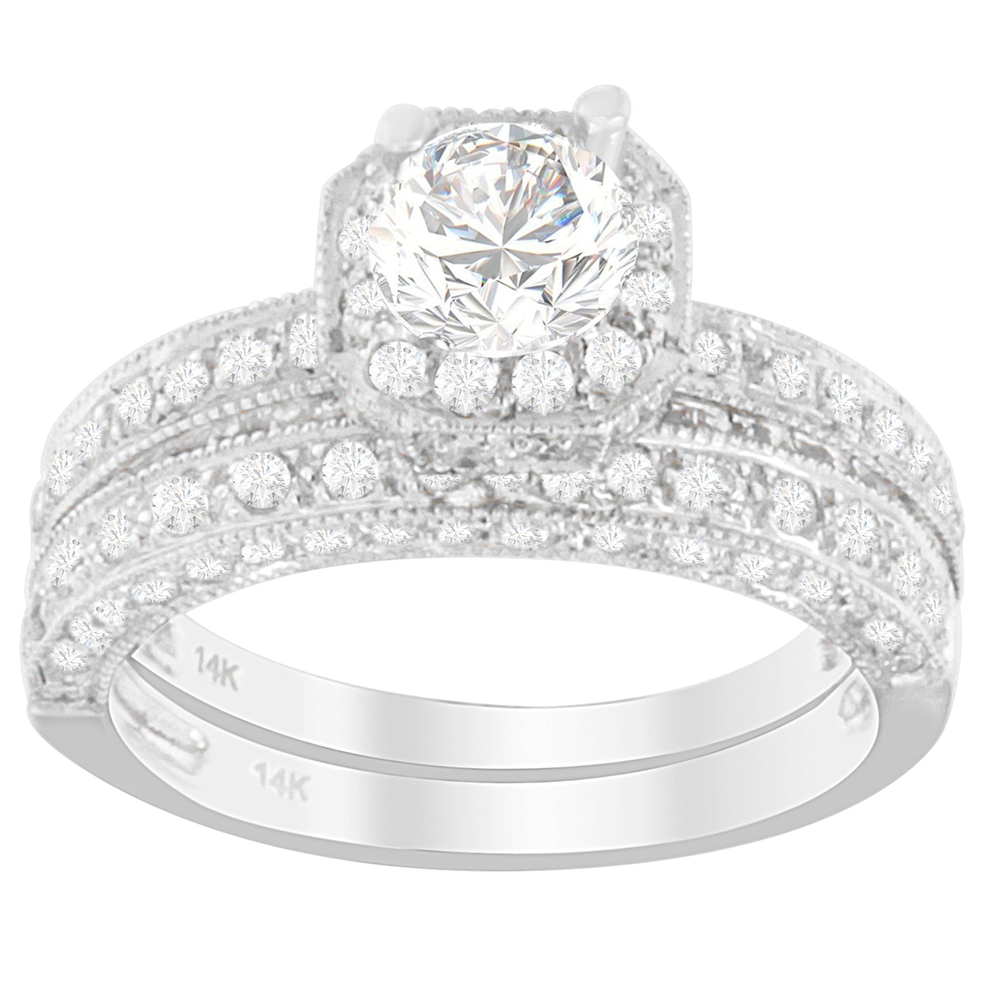 14K White Gold 1 ct. TDW Round Cut Diamond Ring (G-H, I1-I2) - LinkagejewelrydesignLinkagejewelrydesign