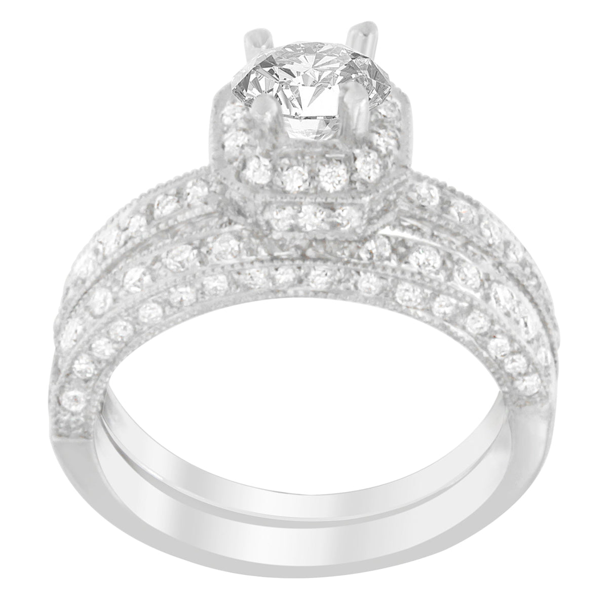 14K White Gold 1 ct. TDW Round Cut Diamond Ring (G-H, I1-I2) - LinkagejewelrydesignLinkagejewelrydesign