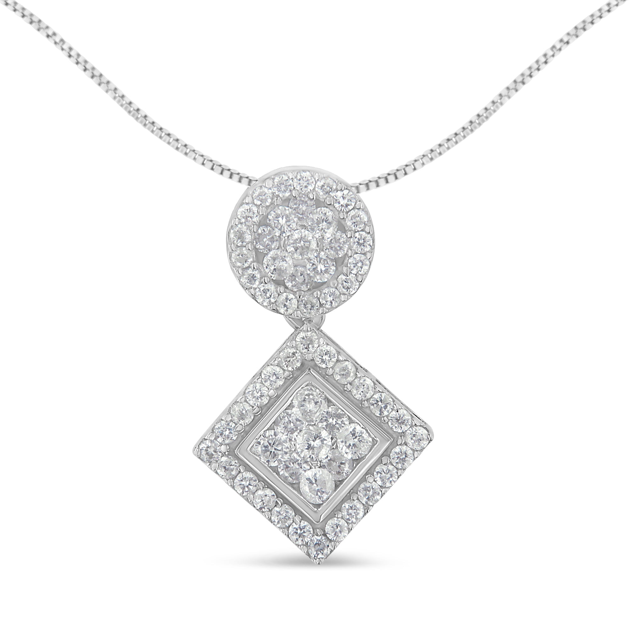 14K White Gold 1 cttw Diamond Pendant Necklace (H-I, I1-I2) - LinkagejewelrydesignLinkagejewelrydesign