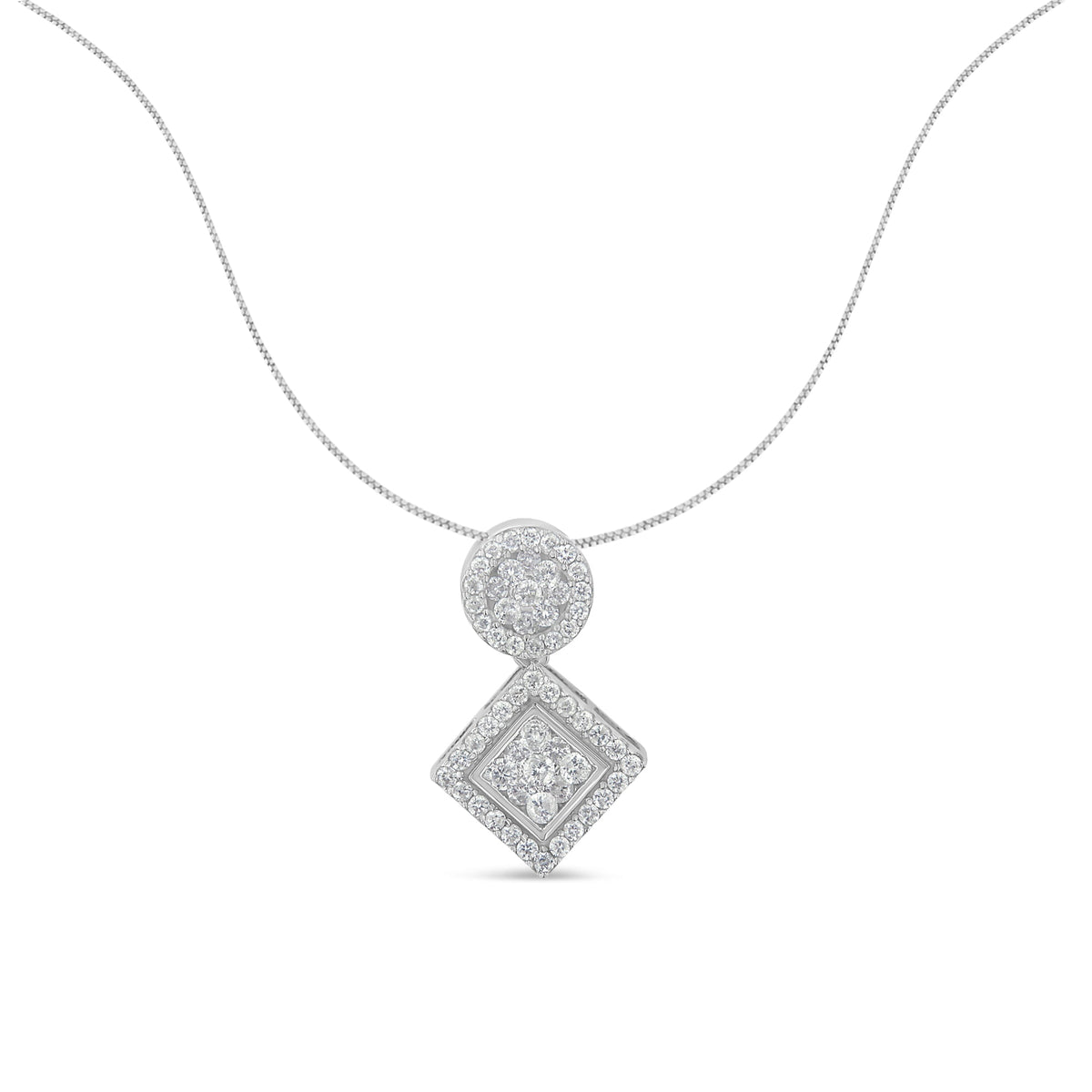 14K White Gold 1 cttw Diamond Pendant Necklace (H-I, I1-I2) - LinkagejewelrydesignLinkagejewelrydesign