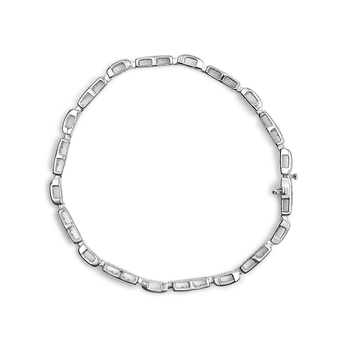 14K White Gold 1.0 Cttw Invisible Set Princess Cut Diamond Alternating Station and Link Tennis Bracelet (I-J Color, I1-I2 Clarity) - Size 7.25" Inches - LinkagejewelrydesignLinkagejewelrydesign