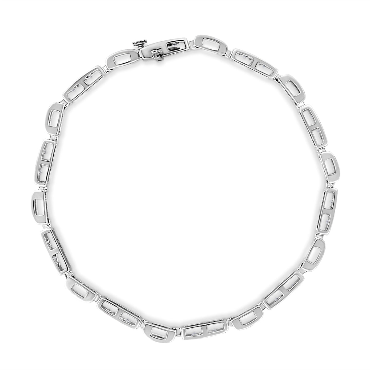14K White Gold 1.0 Cttw Invisible Set Princess Cut Diamond Alternating Station and Link Tennis Bracelet (I-J Color, I1-I2 Clarity) - Size 7.25" Inches - LinkagejewelrydesignLinkagejewelrydesign