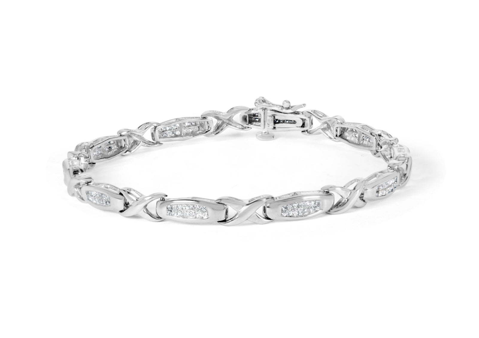 14K White Gold 1.0 Cttw Invisible-Set Princess Diamond Tennis Bracelet (H-I Color, SI1-SI2 Clarity) - 7" - LinkagejewelrydesignLinkagejewelrydesign