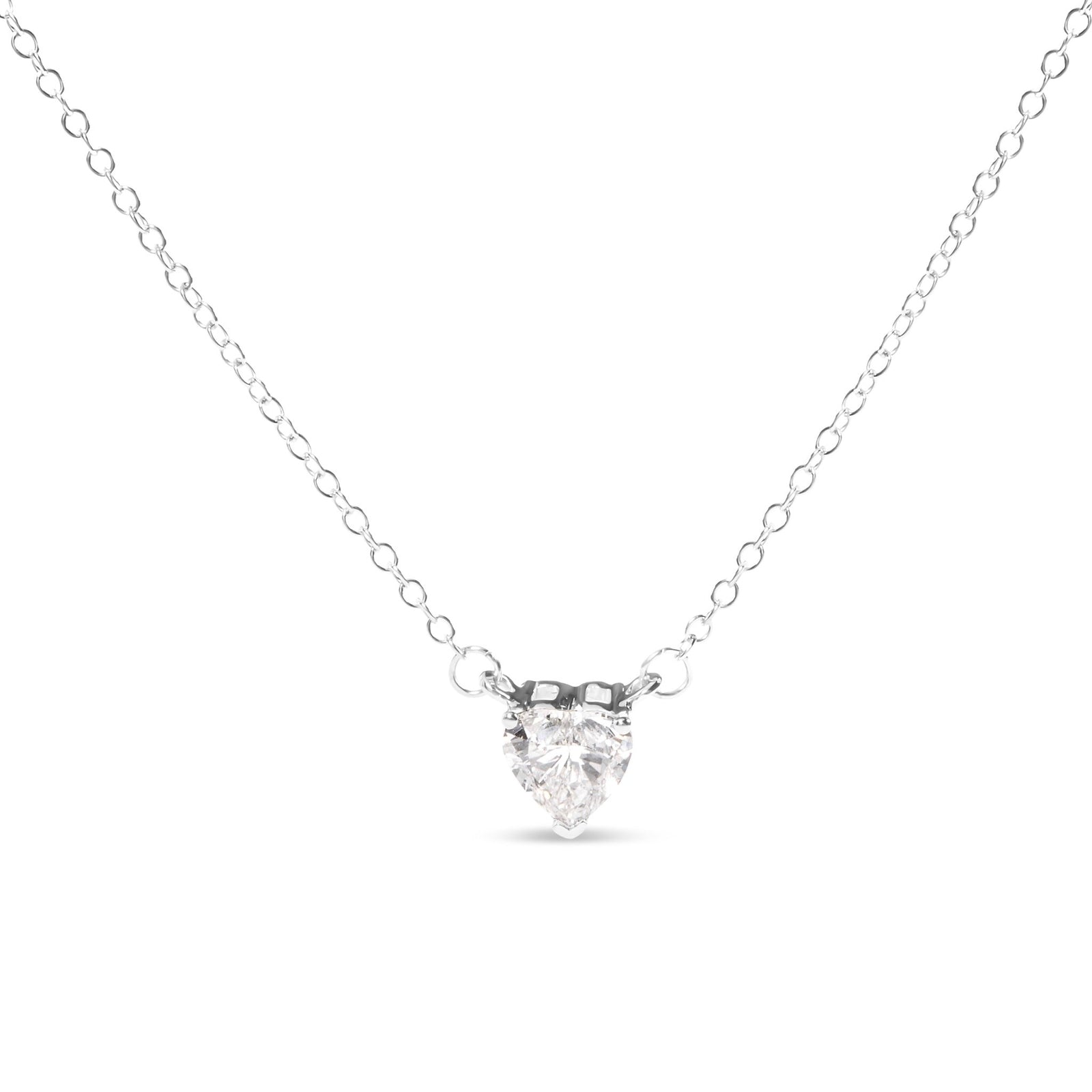 14K White Gold 1.0 Cttw Lab Grown Diamond Heart Shape Solitaire Pendant Necklace (F-G Color, VS1-VS2 Clarity) - LinkagejewelrydesignLinkagejewelrydesign