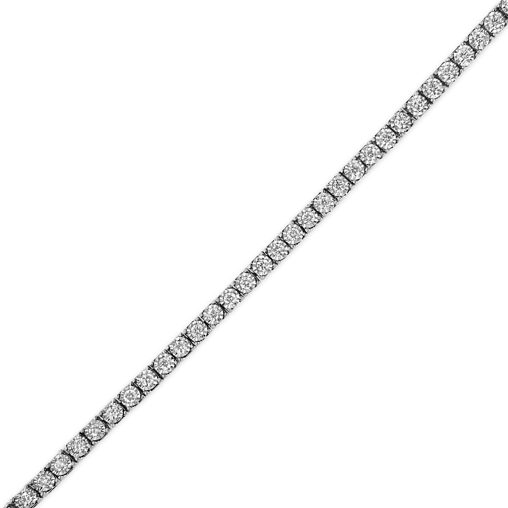 14K White Gold 1.0 Cttw Miracle Set Round-Cut Lab Grown Diamond Illusion Tennis Bracelet (F-G Color, VS2-SI1 Clarity) Size 7&quot; - LinkagejewelrydesignLinkagejewelrydesign