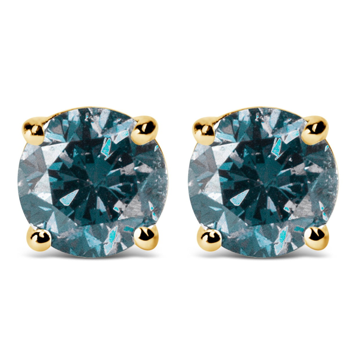 14K White Gold 1.0 Cttw Round Brilliant Cut Lab Grown Blue Diamond 4-Prong Classic Solitaire Stud Earrings (Blue Color, VVS2-VS1 Clarity) - LinkagejewelrydesignLinkagejewelrydesign