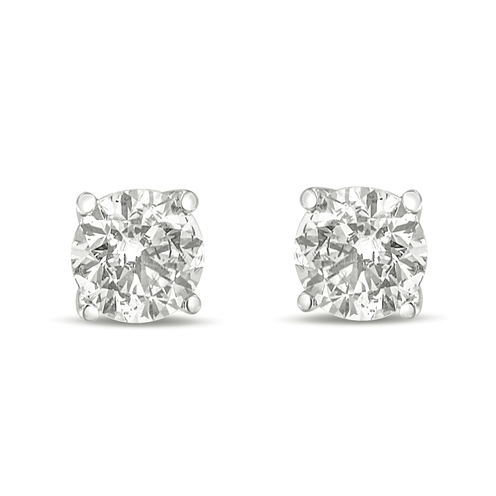 14K White Gold 1.0 Cttw Round Brilliant Cut Lab Grown White Diamond 4-Prong Classic Solitaire Stud Earrings (G-H Color, VS1-VS2 Clarity) - LinkagejewelrydesignLinkagejewelrydesign