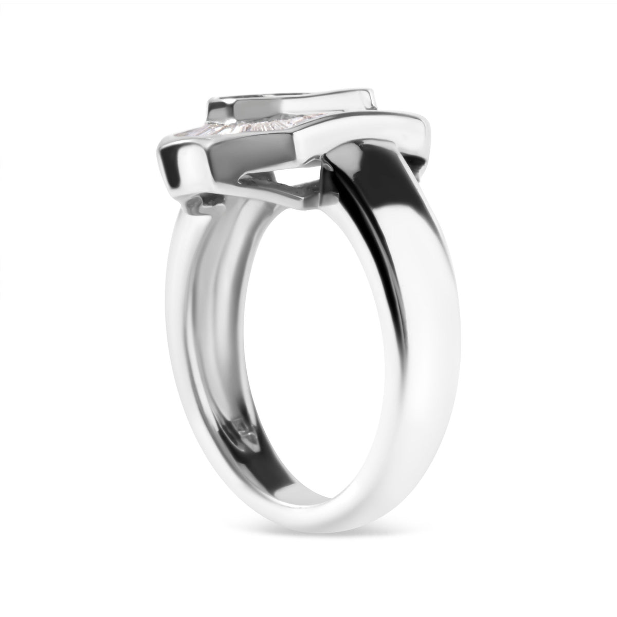 14K White Gold 1.00 Cttw Baguette and Princess-Cut Diamond Cocktail Art Deco Style Ring (H-I Color, SI1-SI2 Clarity) - Size 7 - LinkagejewelrydesignLinkagejewelrydesign