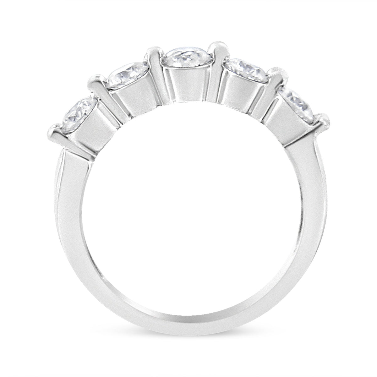 14K White Gold 1.00 Cttw Brilliant Round Cut Diamond 5-Stone Band Ring (H-I Color, SI2-I1 Clarity) - Ring Size 7 - LinkagejewelrydesignLinkagejewelrydesign