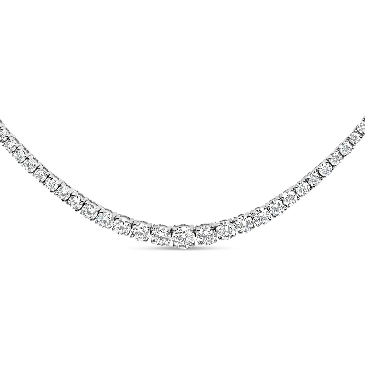 14K White Gold 10.0 Cttw Graduated Lab-Grown Diamond Tennis Necklace (F-G Color, VS2-SI1) - 18&quot; Inches - LinkagejewelrydesignLinkagejewelrydesign