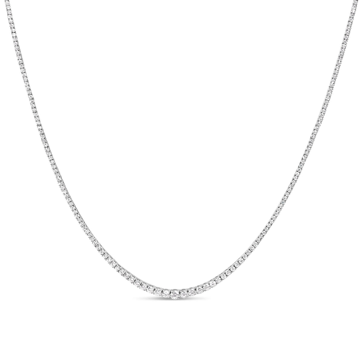 14K White Gold 10.0 Cttw Graduated Lab-Grown Diamond Tennis Necklace (F-G Color, VS2-SI1) - 18&quot; Inches - LinkagejewelrydesignLinkagejewelrydesign