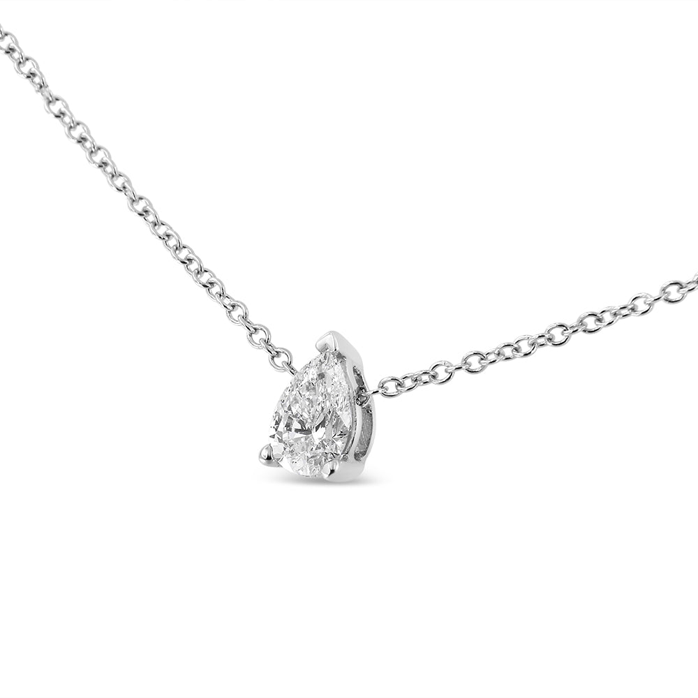 14K White Gold 1/10 Cttw Pear Shape Lab Grown Diamond Solitaire Pendant Necklace (F-G Color, VS2-SI1 Clarity) - LinkagejewelrydesignLinkagejewelrydesign