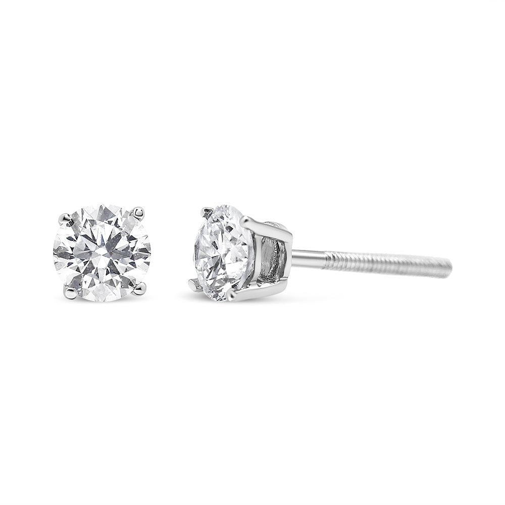 14K White Gold 1/2 Cttw 4-Prong Set Lab Grown Solitaire Diamond Push Back Stud Earrings (F-G Color, VS2-SI1 Clarity) - LinkagejewelrydesignLinkagejewelrydesign