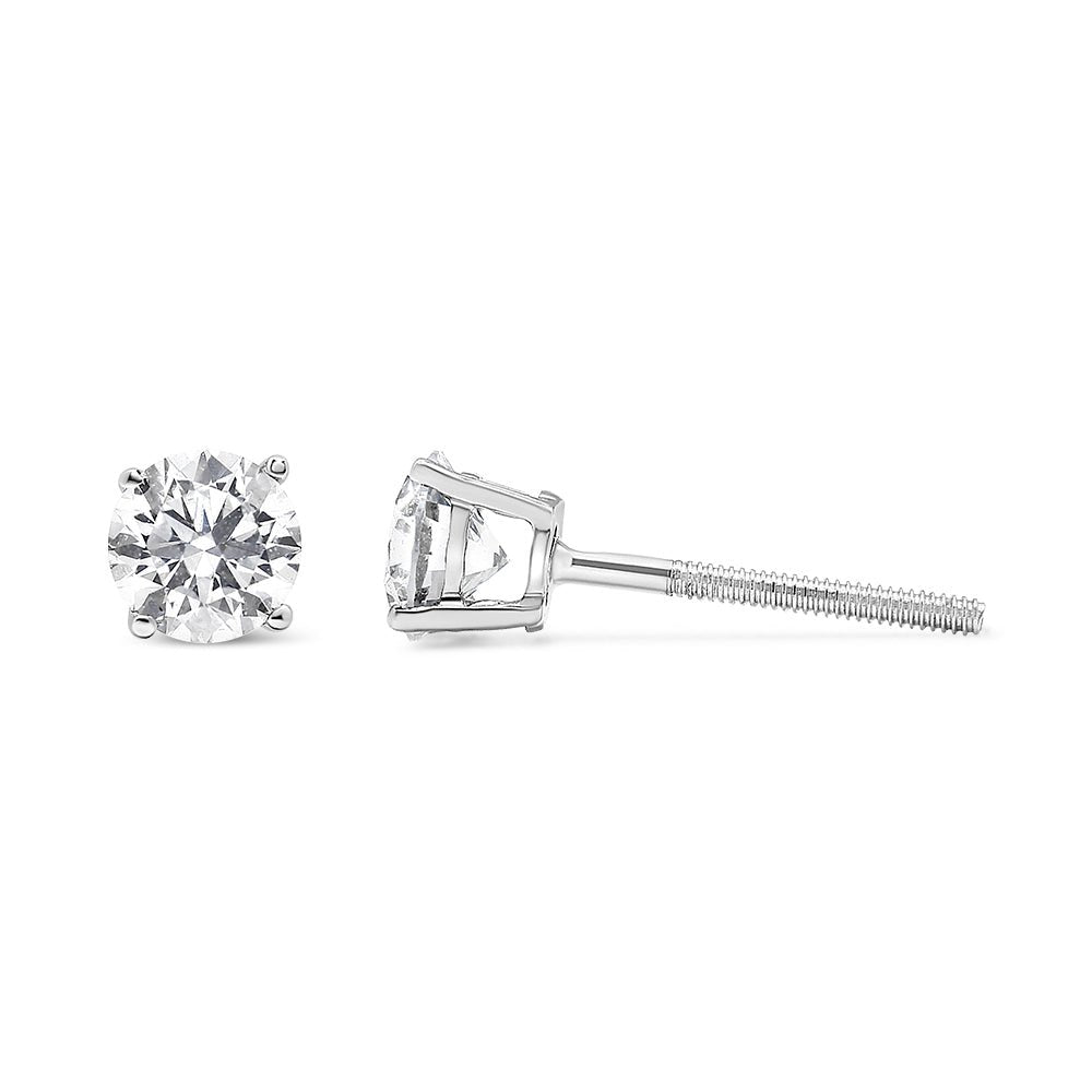 14K White Gold 1/2 Cttw 4-Prong Set Lab Grown Solitaire Diamond Push Back Stud Earrings (F-G Color, VS2-SI1 Clarity) - LinkagejewelrydesignLinkagejewelrydesign