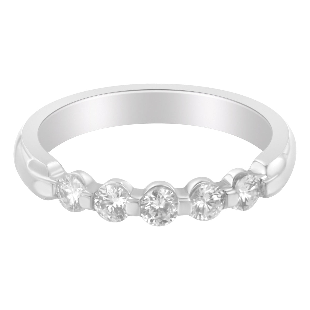 14K White Gold 1/2 cttw Diamond 5-Stone Band Ring (H-I Clarity, SI2-I1 Color) - Size 7 - LinkagejewelrydesignLinkagejewelrydesign