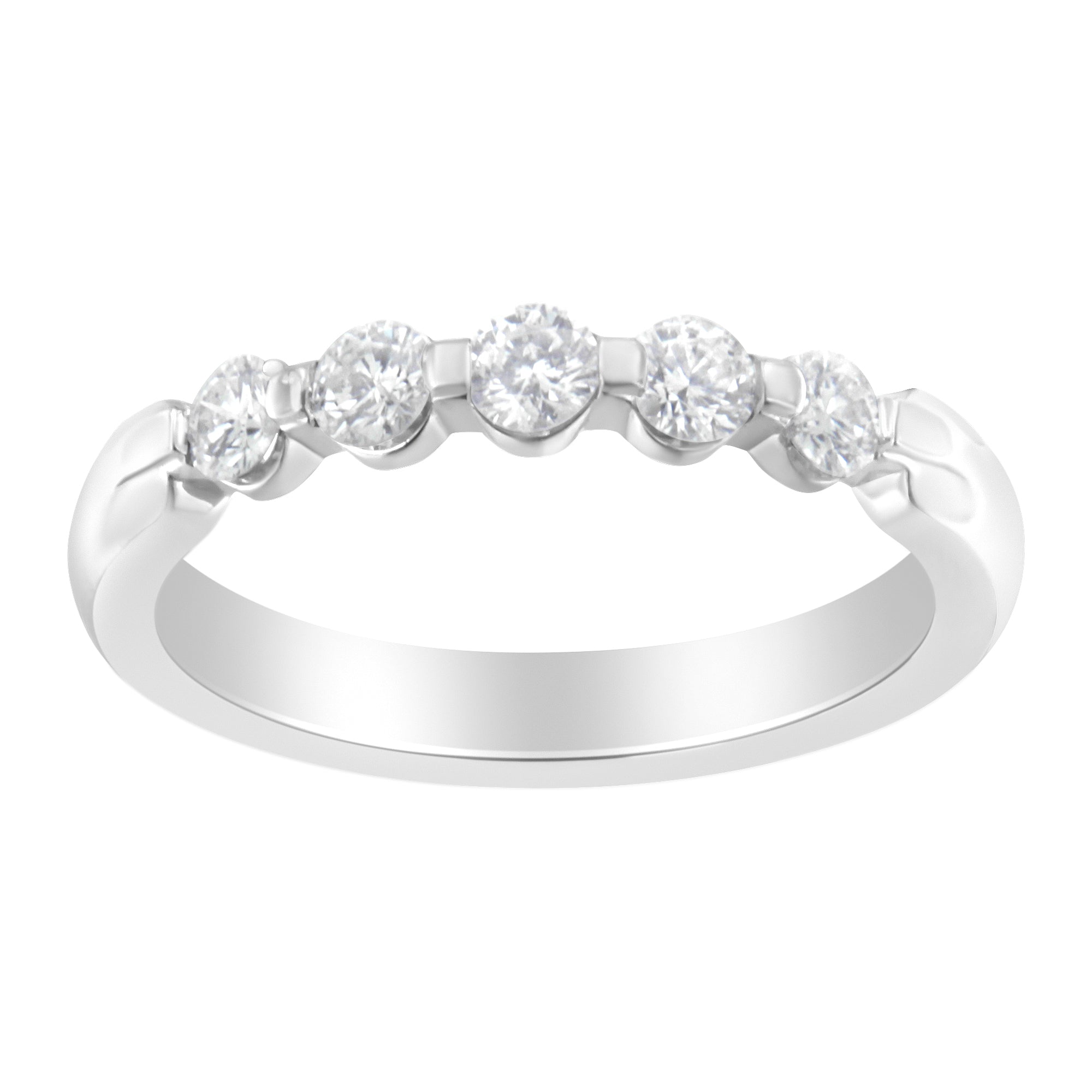 14K White Gold 1/2 cttw Diamond 5-Stone Band Ring (H-I Clarity, SI2-I1 Color) - Size 7 - LinkagejewelrydesignLinkagejewelrydesign