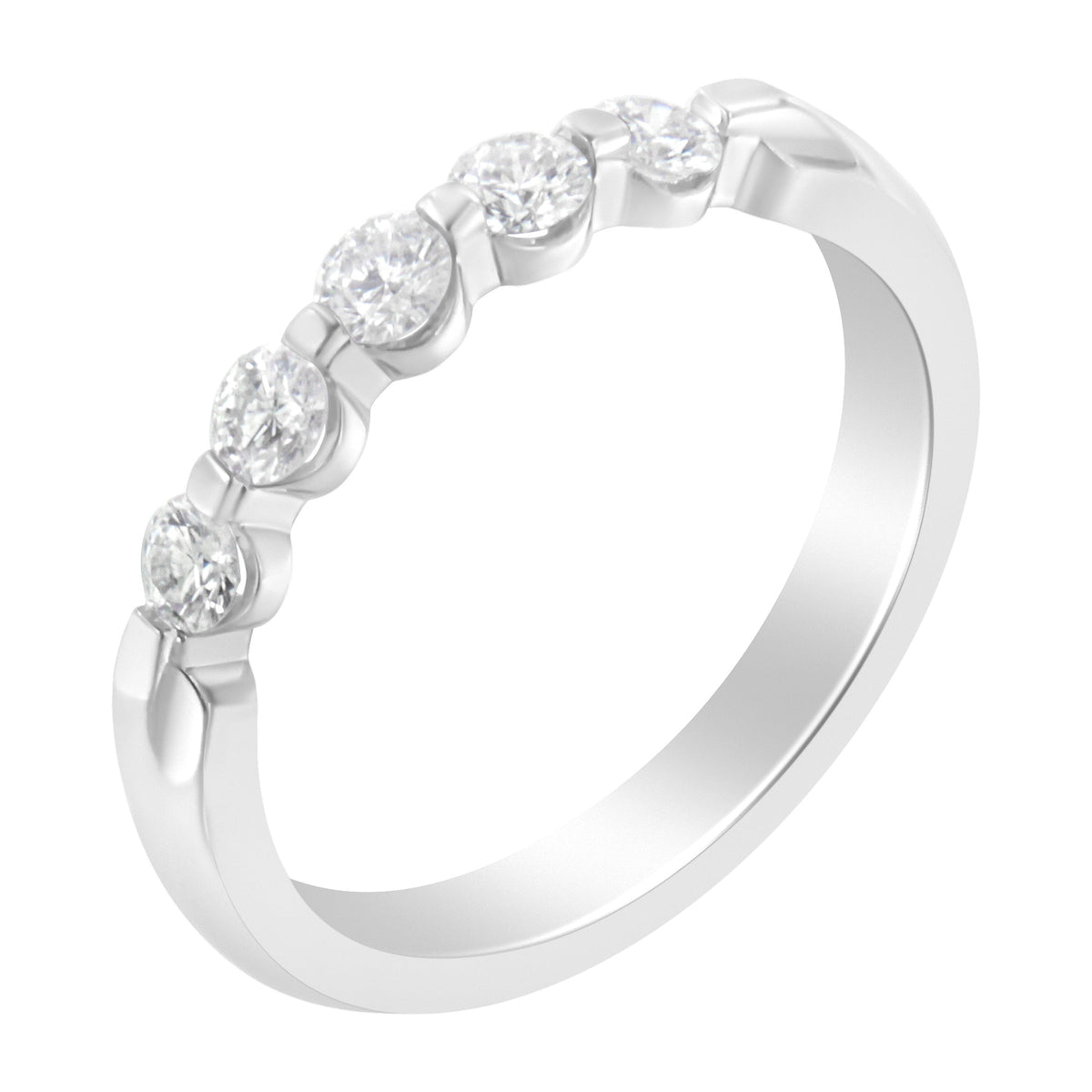 14K White Gold 1/2 cttw Diamond 5-Stone Band Ring (H-I Clarity, SI2-I1 Color) - Size 7 - LinkagejewelrydesignLinkagejewelrydesign