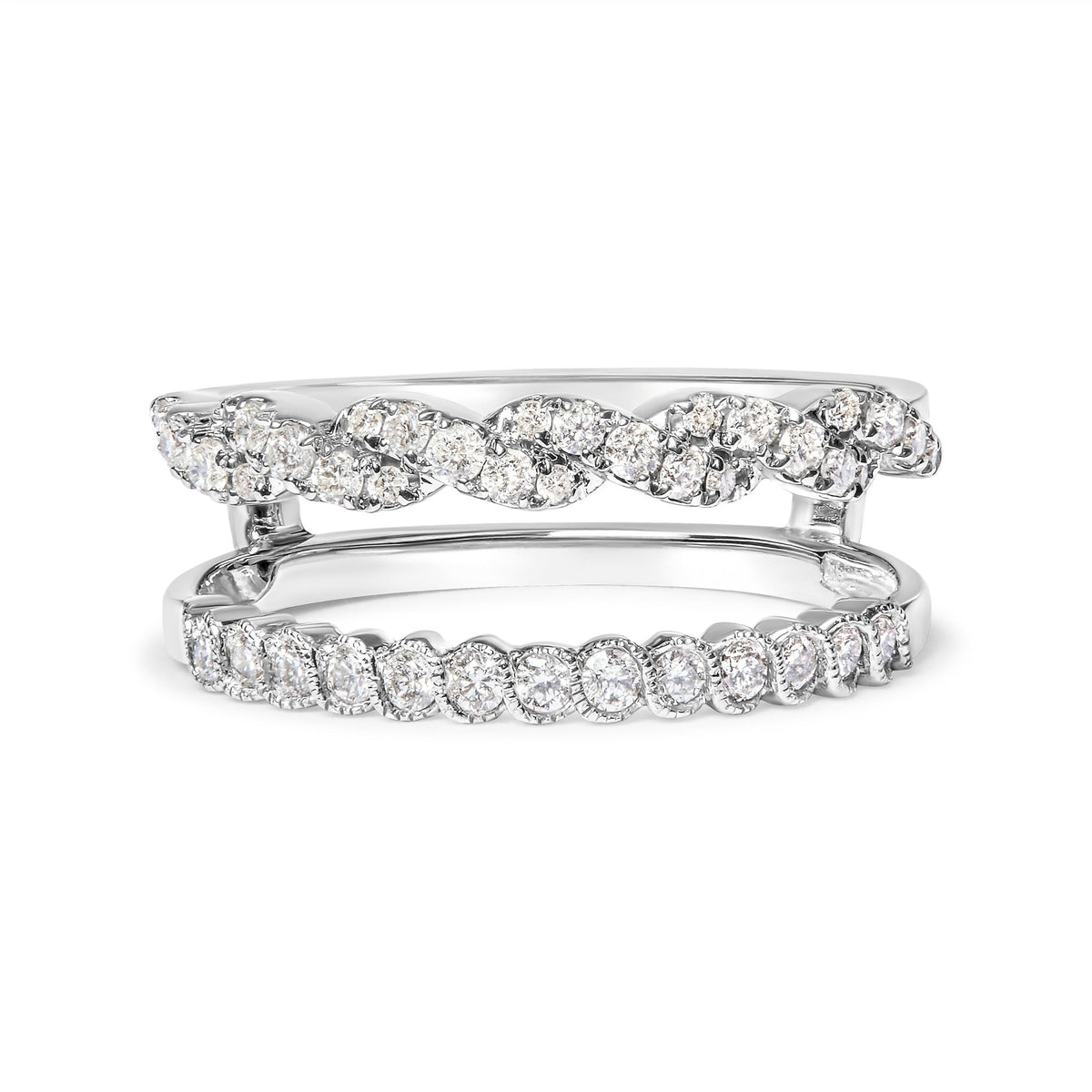 14k White Gold 1/2 Cttw Diamond Enhancer Wrap Ring Guard ( I-J Color, I2-I3 Clarity) - Size 6.5 - LinkagejewelrydesignLinkagejewelrydesign