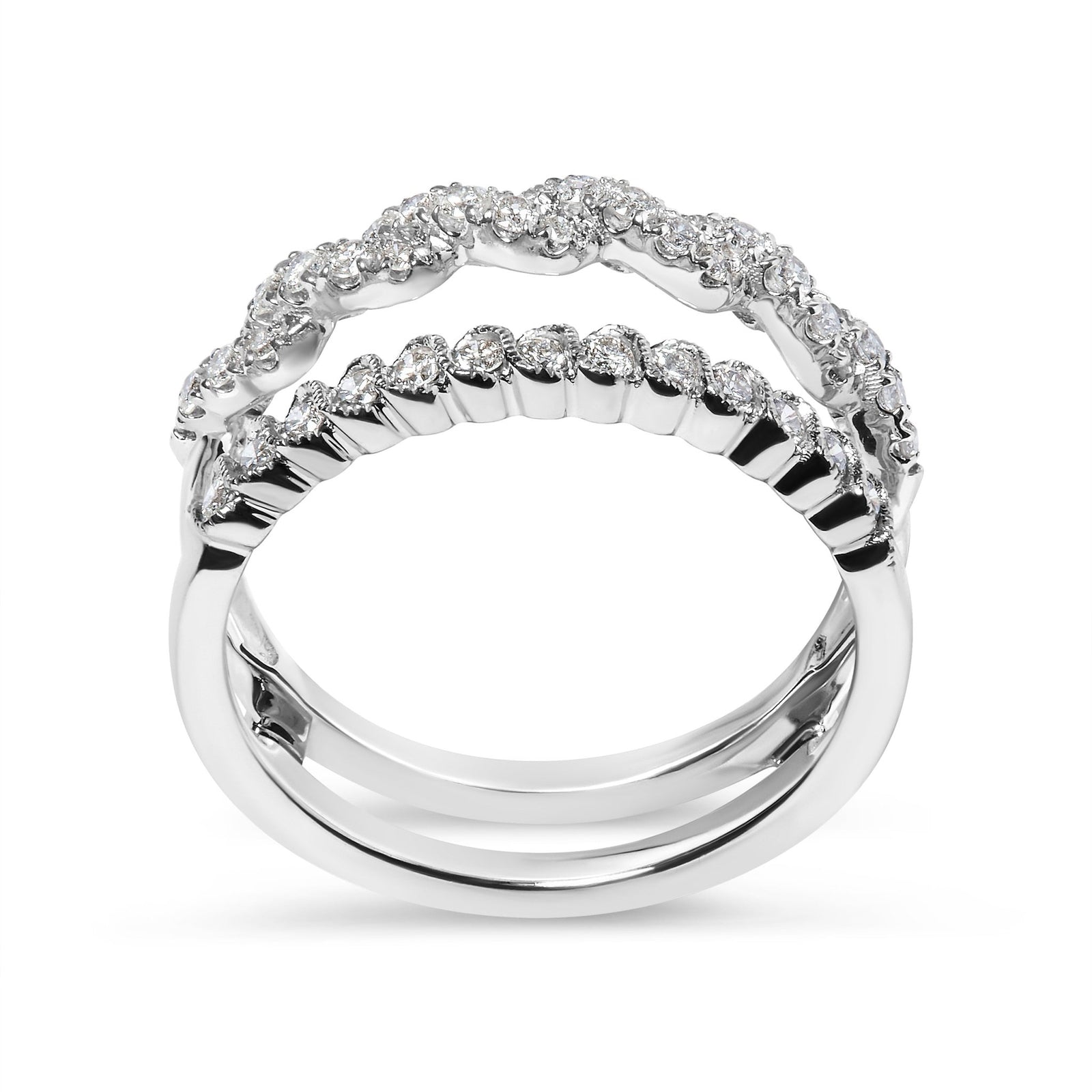 14k White Gold 1/2 Cttw Diamond Enhancer Wrap Ring Guard ( I-J Color, I2-I3 Clarity) - Size 6.5 - LinkagejewelrydesignLinkagejewelrydesign