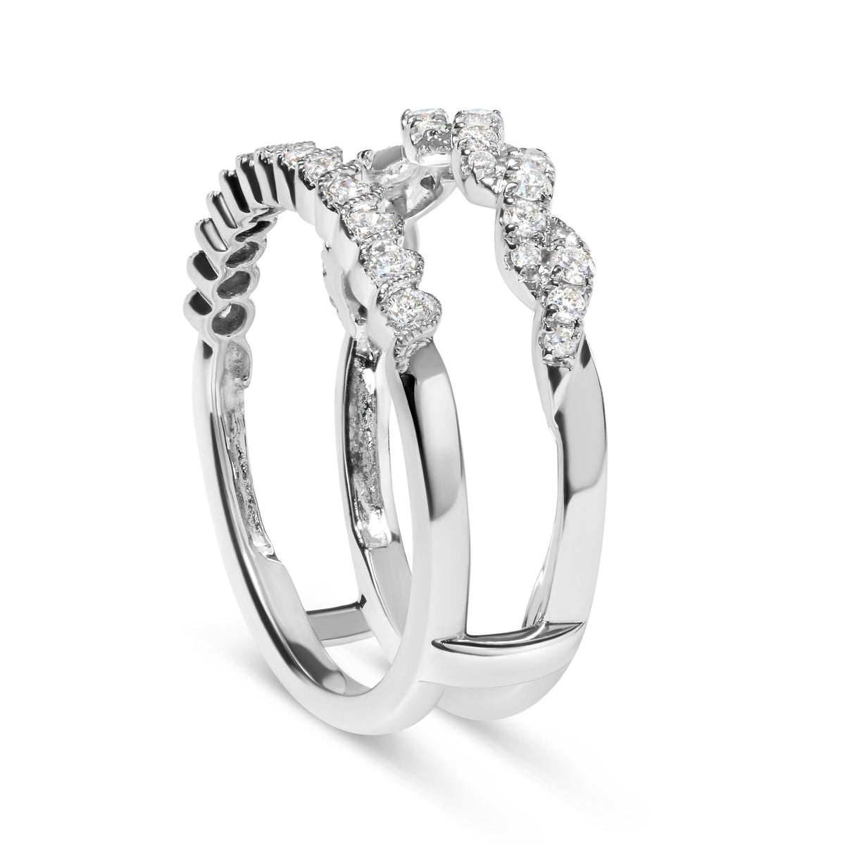 14k White Gold 1/2 Cttw Diamond Enhancer Wrap Ring Guard ( I-J Color, I2-I3 Clarity) - Size 6.5 - LinkagejewelrydesignLinkagejewelrydesign