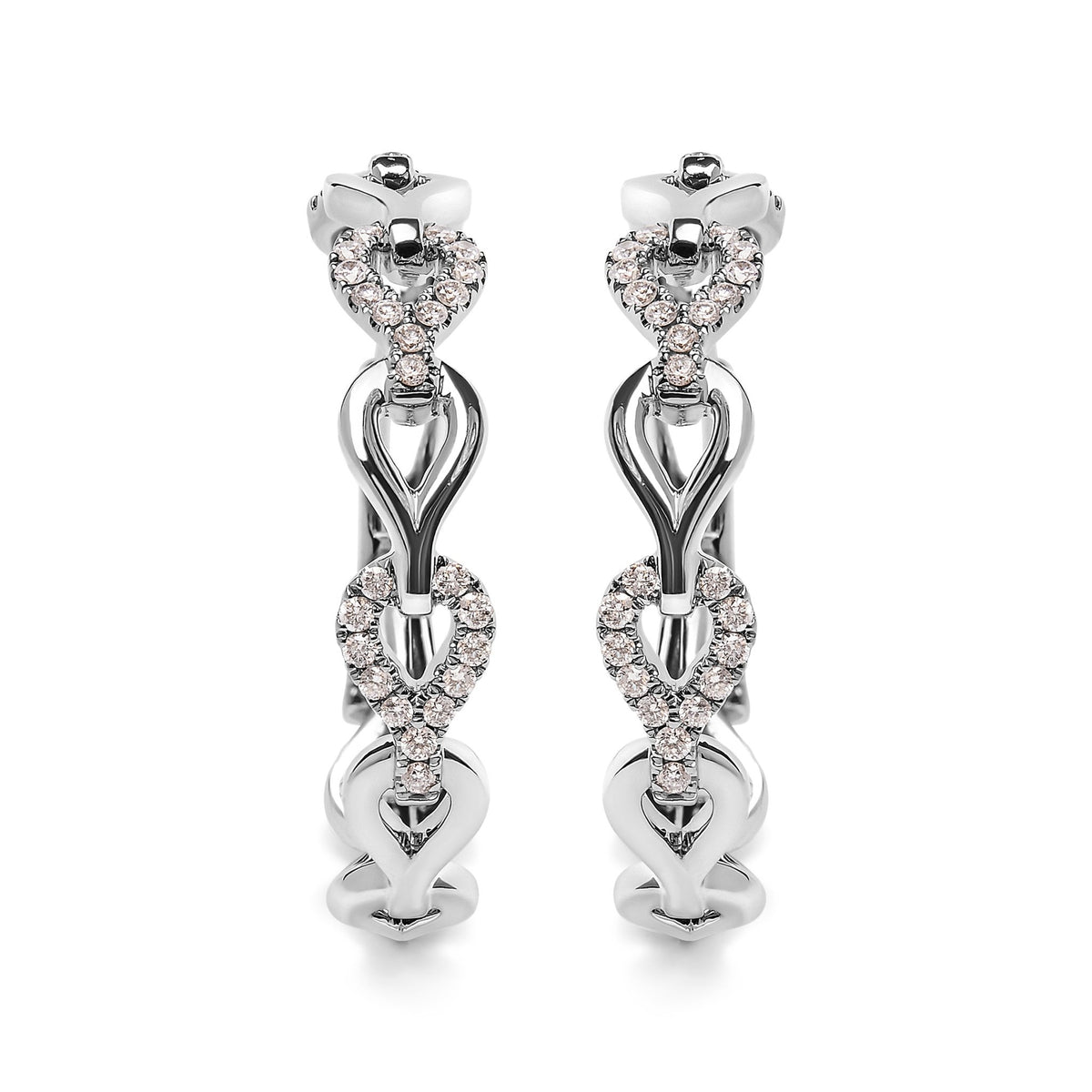 14K White Gold 1/2 Cttw Diamond Open Link Hoop Earrings (G-H Color, SI1-SI2 Clarity) - LinkagejewelrydesignLinkagejewelrydesign