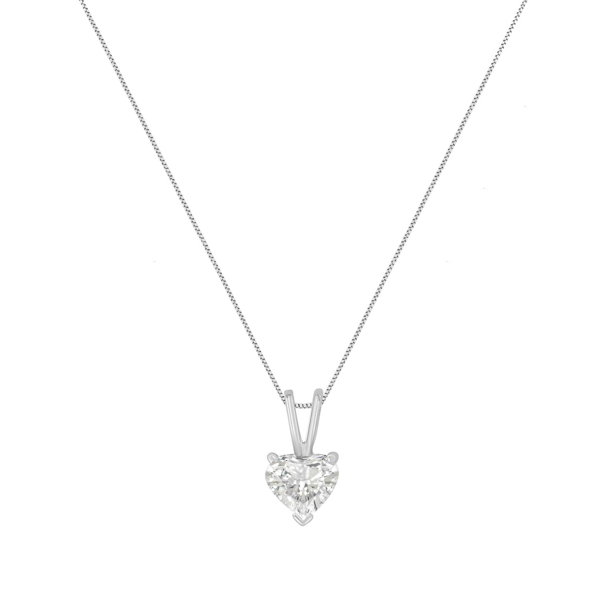 14K White Gold 1/2 Cttw Heart-Shaped Diamond Classic Solitaire 18&quot; Pendant Necklace (H-I Color, VS2-SI1 Clarity) - LinkagejewelrydesignLinkagejewelrydesign