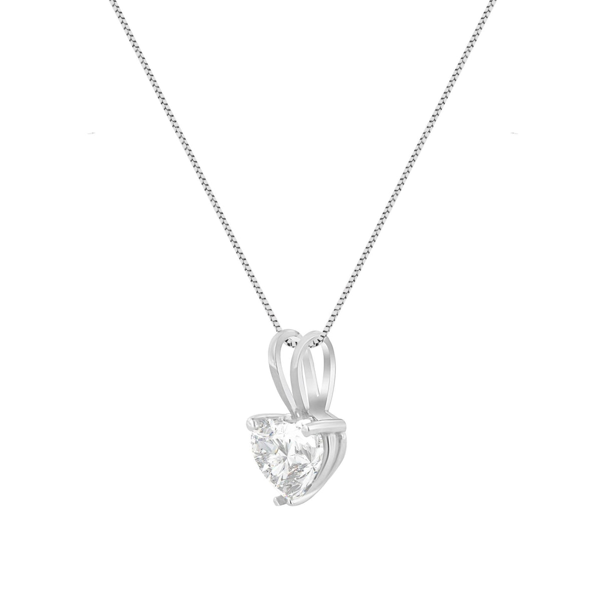 14K White Gold 1/2 Cttw Heart-Shaped Diamond Classic Solitaire 18&quot; Pendant Necklace (H-I Color, VS2-SI1 Clarity) - LinkagejewelrydesignLinkagejewelrydesign