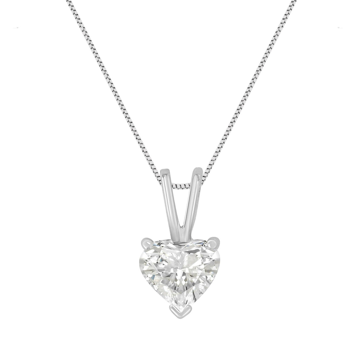 14K White Gold 1/2 Cttw Heart-Shaped Diamond Classic Solitaire 18&quot; Pendant Necklace (H-I Color, VS2-SI1 Clarity) - LinkagejewelrydesignLinkagejewelrydesign