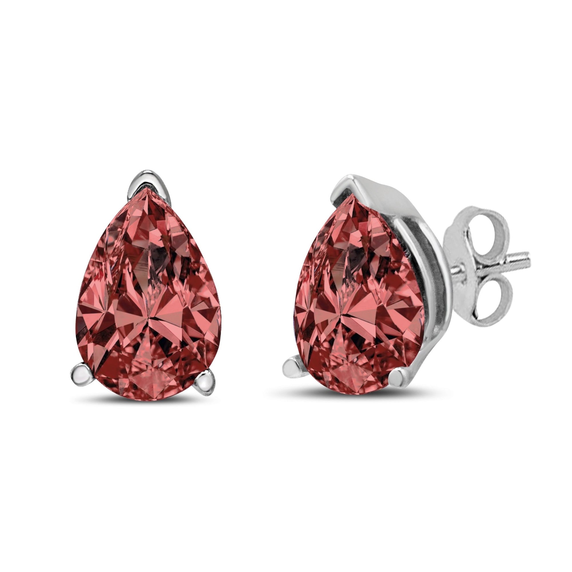14K White Gold 1/2 Cttw Lab Grown Pink Pear Diamond 3 Prong Set Martini Solitaire Stud Earrings (Pink Color, VS2 - SI1 Clarity) - LinkagejewelrydesignLinkagejewelrydesign
