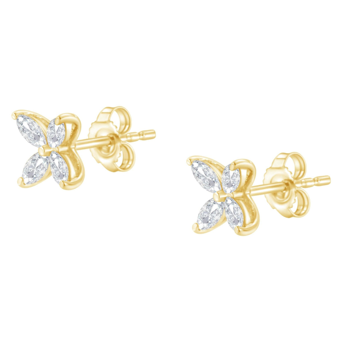 14K White Gold 1/2 Cttw Marquise Diamond 8 Stone Floral Leaf Stud Earrings (H-I Color, SI1-SI2 Clarity) - LinkagejewelrydesignLinkagejewelrydesign