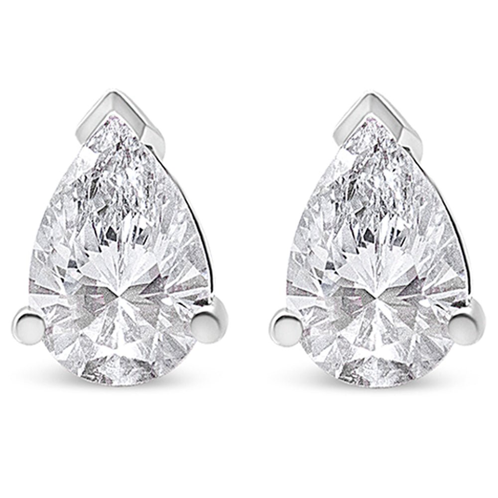 14K White Gold 1/2 Cttw Pear Shape Solitaire Lab Grown Diamond Stud Earrings (F-G Color, VS2-SI1 Clarity) - LinkagejewelrydesignLinkagejewelrydesign