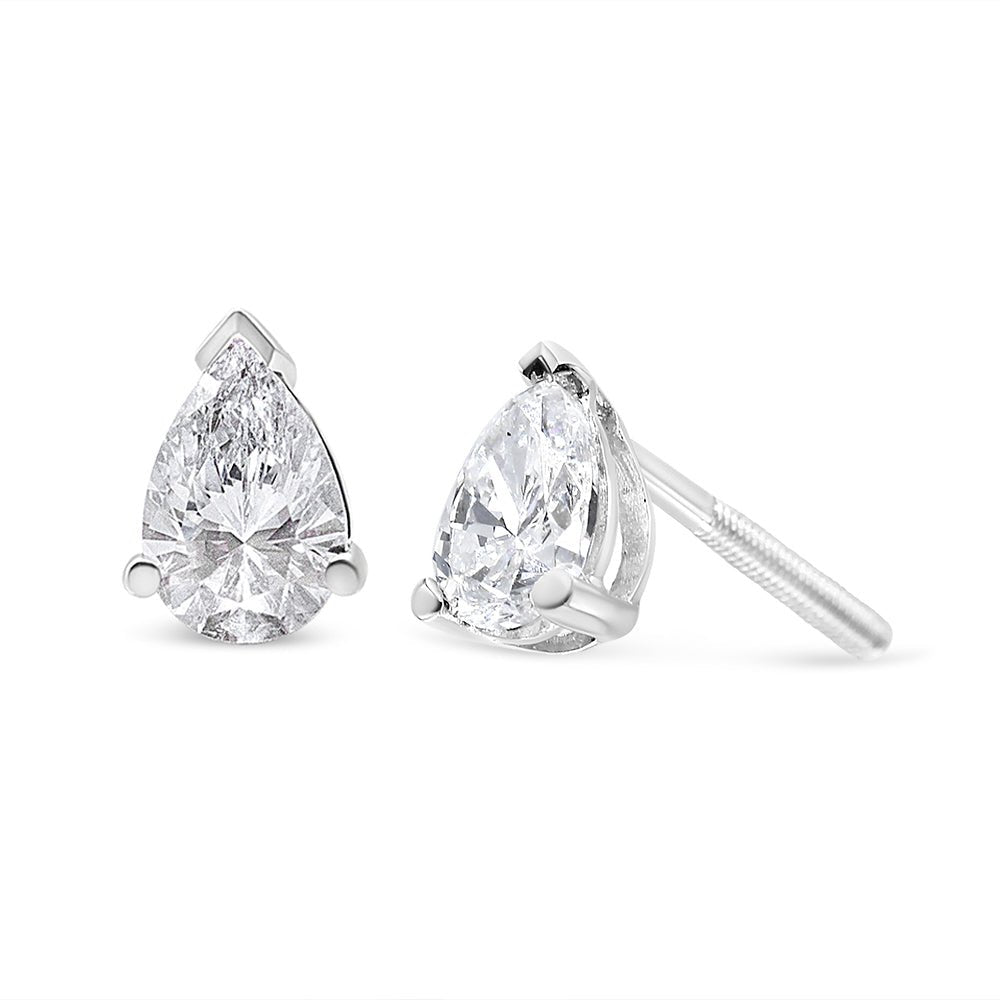 14K White Gold 1/2 Cttw Pear Shape Solitaire Lab Grown Diamond Stud Earrings (F-G Color, VS2-SI1 Clarity) - LinkagejewelrydesignLinkagejewelrydesign