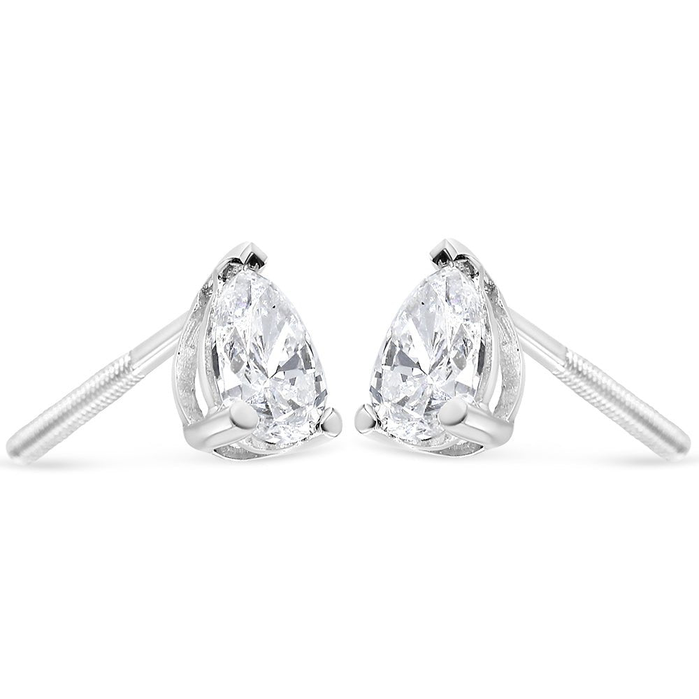 14K White Gold 1/2 Cttw Pear Shape Solitaire Lab Grown Diamond Stud Earrings (F-G Color, VS2-SI1 Clarity) - LinkagejewelrydesignLinkagejewelrydesign