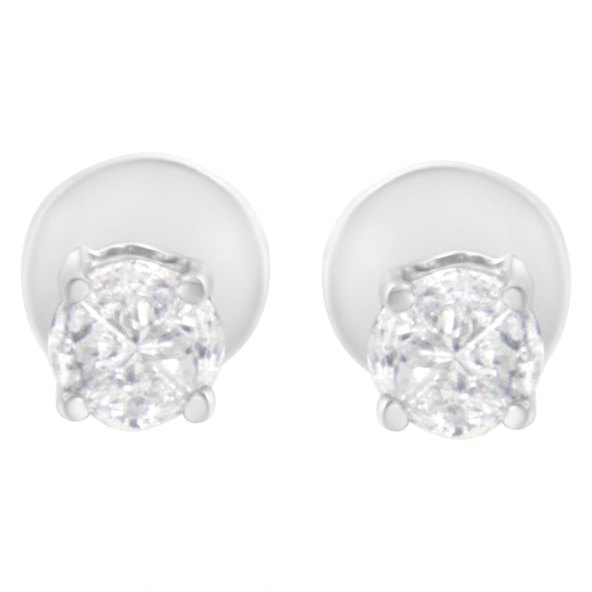 14K White Gold 1/2 Cttw Pie-Cut Diamond Solitaire Stud Earrings (H-I Color, SI1-SI2 Clarity) - LinkagejewelrydesignLinkagejewelrydesign