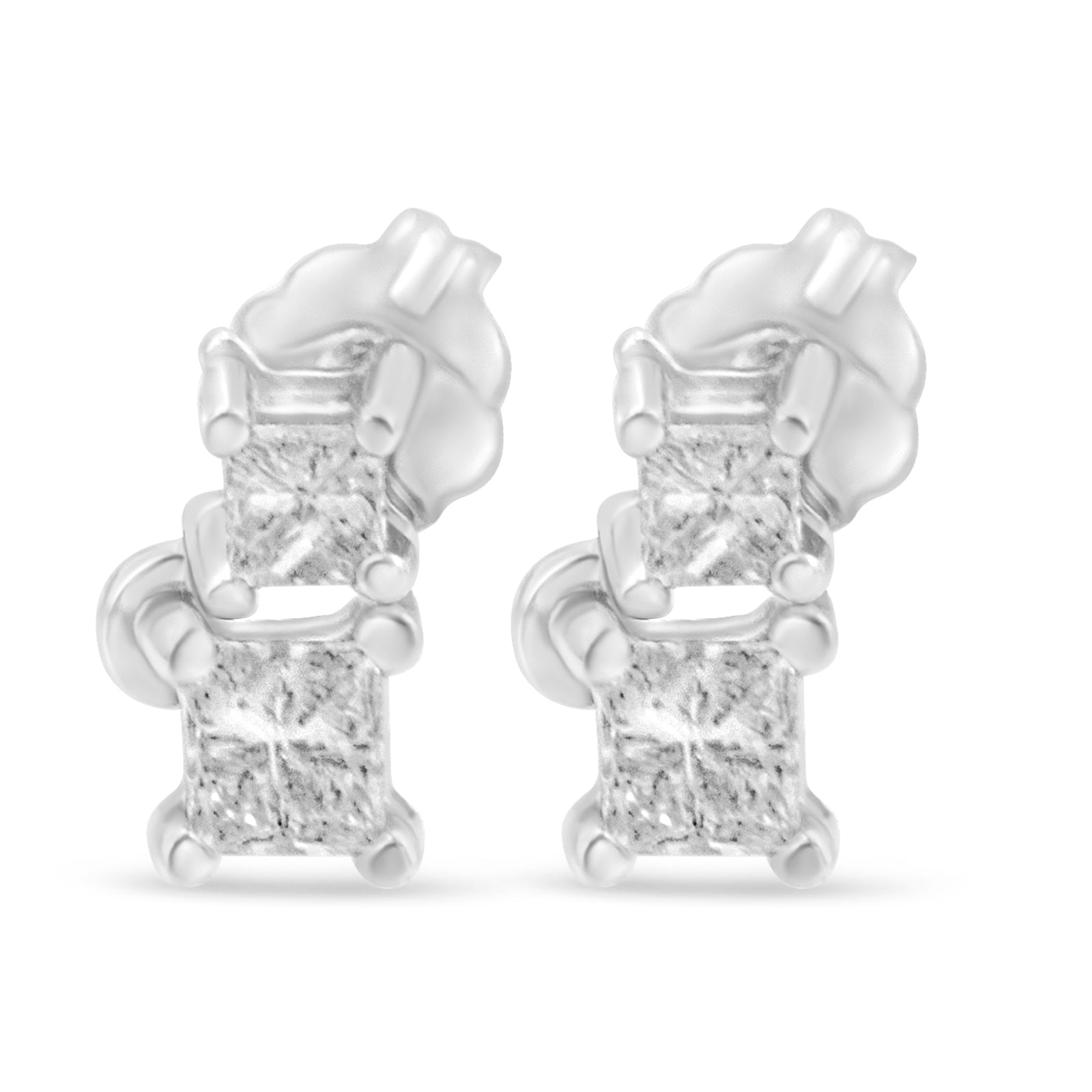 14K White Gold 1/2 cttw Princess Cut Diamond Earrings (H-I Color, SI1-SI2 Clarity) - LinkagejewelrydesignLinkagejewelrydesign