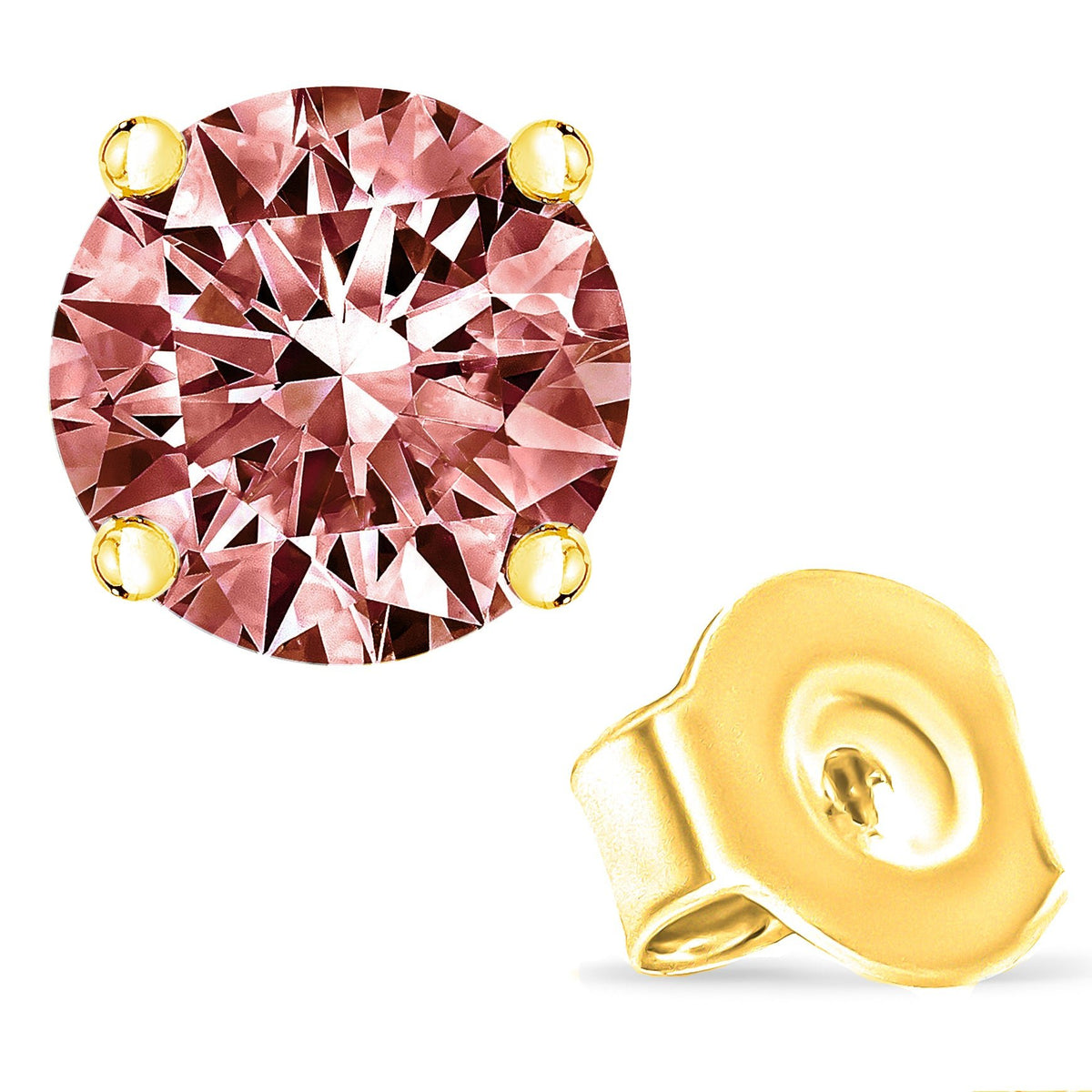 14K White Gold 1/2 Cttw Round Brilliant Cut Lab Grown Pink Diamond 4-Prong Classic Solitaire Earrings (Pink Color, VVS2-VS1 Clarity) - LinkagejewelrydesignLinkagejewelrydesign