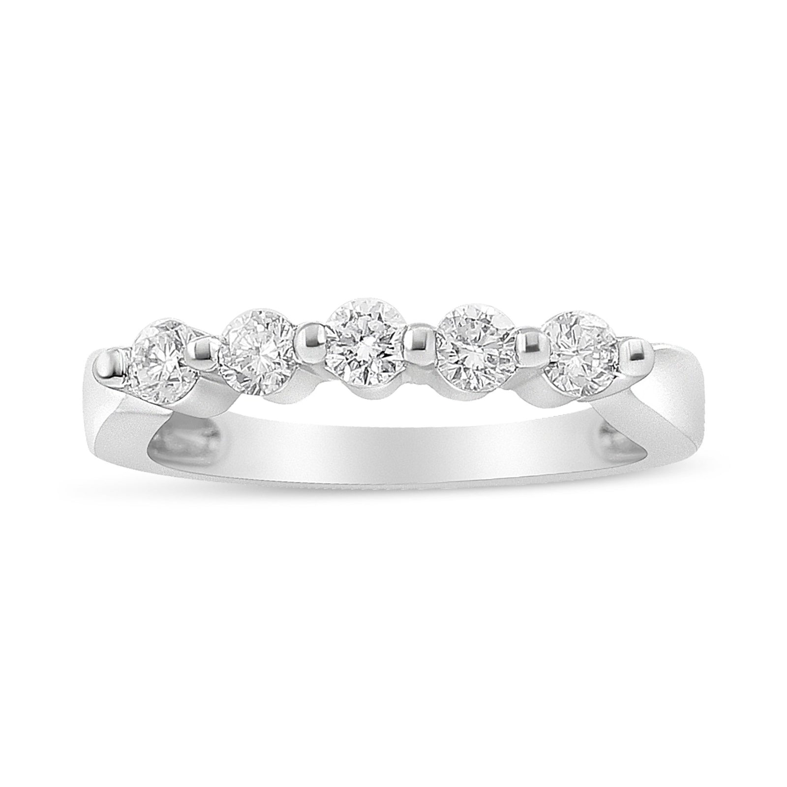 14K White Gold 1/2 Cttw Round-Cut 5-Stone Diamond Ring (H-I Color, SI1-SI2 Clarity) Size 7 - LinkagejewelrydesignLinkagejewelrydesign