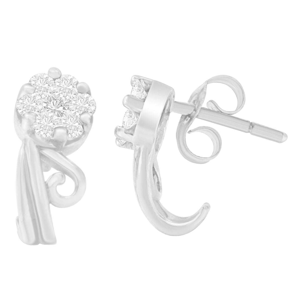 14K White Gold 1/2 cttw Round Cut Diamond Earrings (H-I, I1-I2) - LinkagejewelrydesignLinkagejewelrydesign