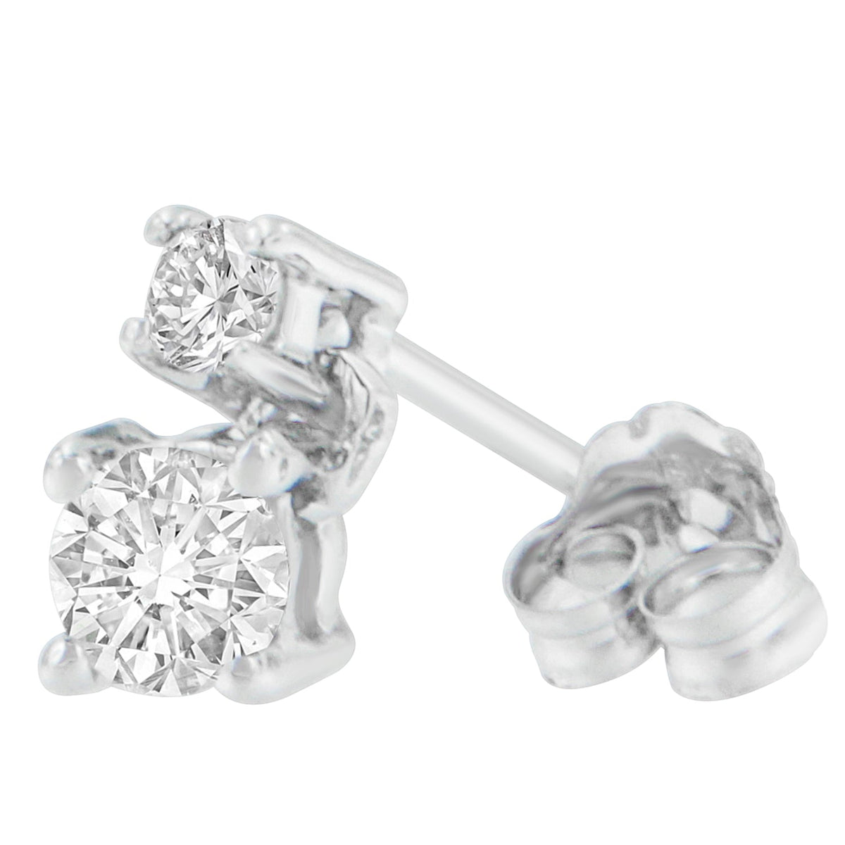 14K White Gold 1/2 cttw Round Cut Diamond Earrings (H-I, SI2-I1) - LinkagejewelrydesignLinkagejewelrydesign